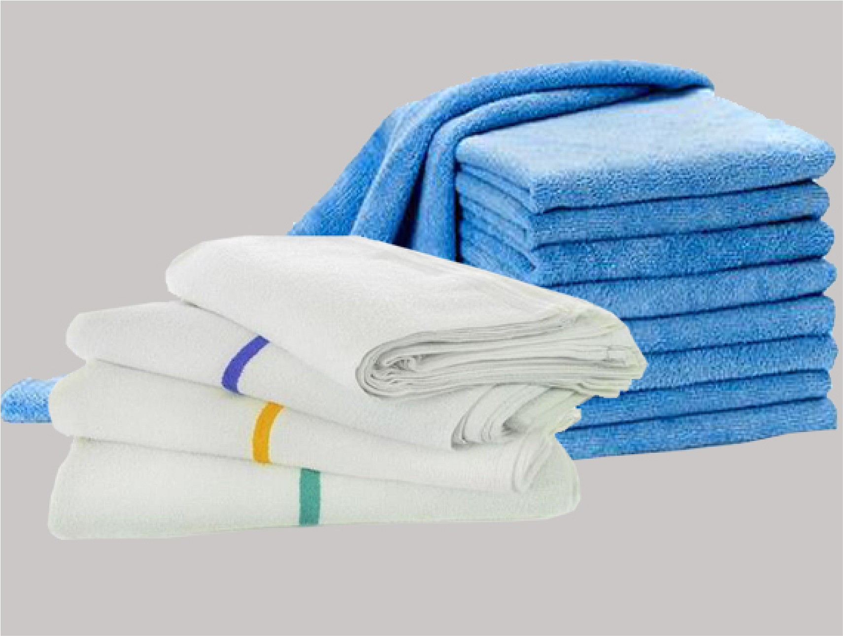 Stack of bar towels and stack of microfibre towels