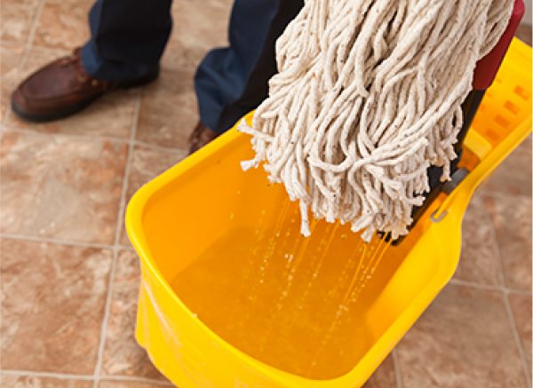 Microfibre mop dunked in cleaner